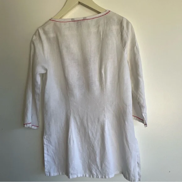 Tommy Bahama Linen Embroidered Tunic Top XS Boho Floral White - Picture 9 of 15